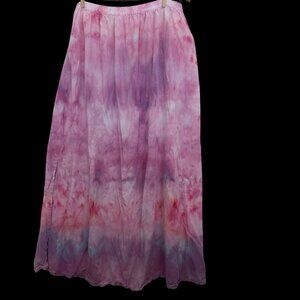 DHARMA TRADING Tie Dye Maxi Skirt Size 2XL Pink Boho Gypsy Festival Hippy Fairy